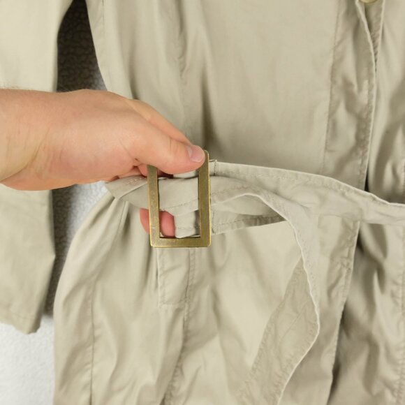 United Colors Of Benetton Trench Coat Womens 44 12 Beige Short Belted Classic - Picture 4 of 11